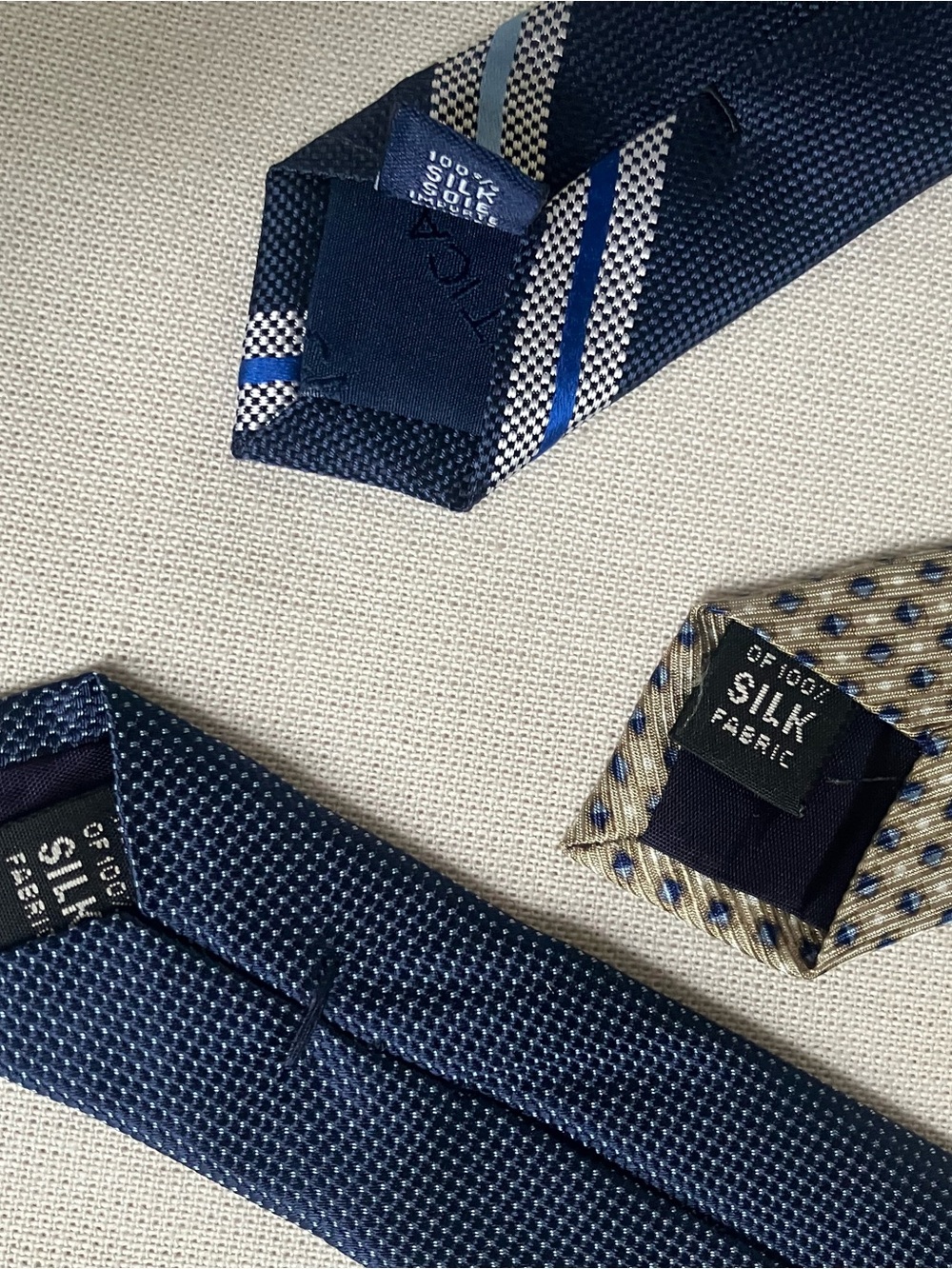 4 Silk Neckties Traditional Classic Professional New Blue, Taupe, Gray - Picture 2 of 7